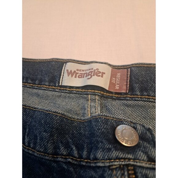 Wrangler Denim Jeans Mens Navy Blue 42 x 30 Cotton Button Zip 5 Pockets Mid Rise - Picture 3 of 7